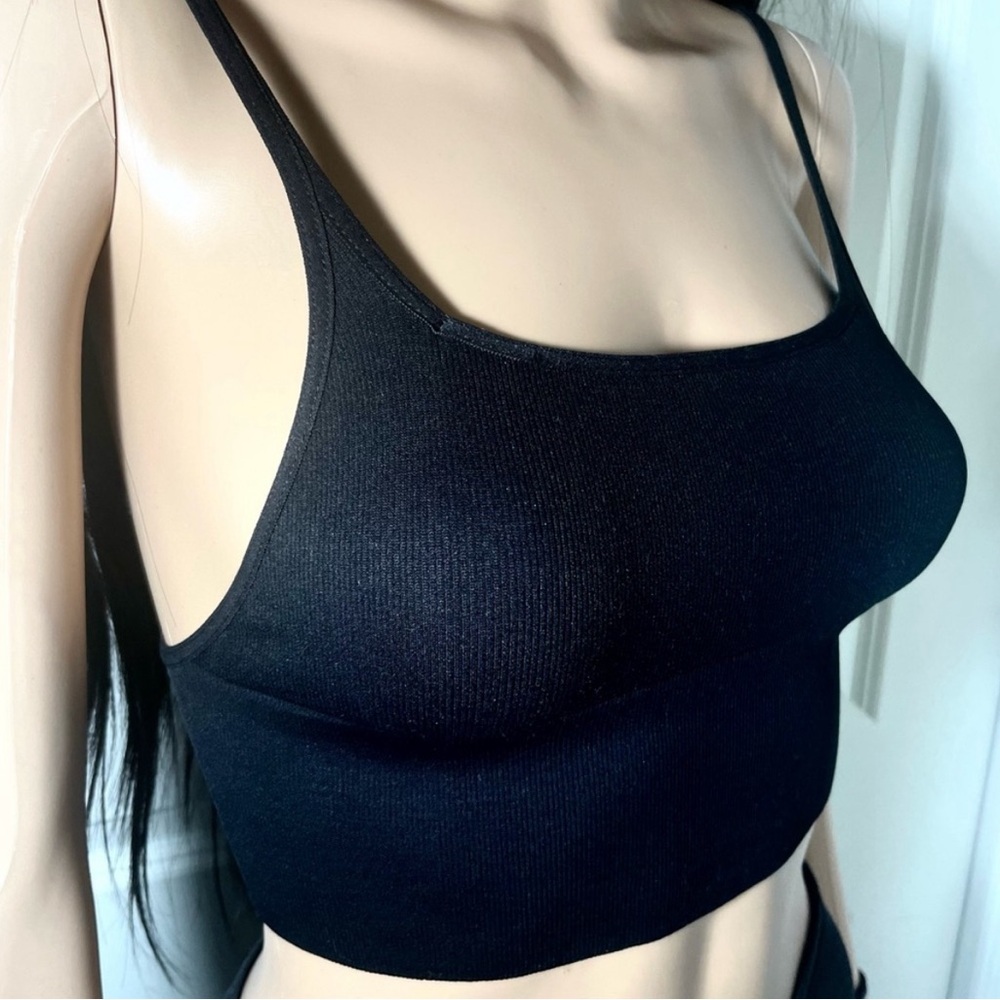 Free People Black Ribbed Crop Top